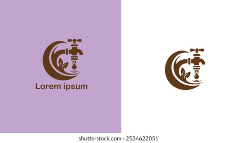 Plumbing Piping Waterworks Drainage system unique logo design illustration