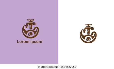 Plumbing Piping Waterworks Drainage system unique logo design illustration