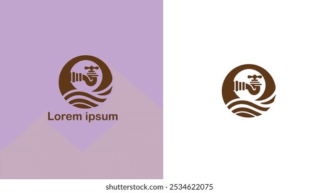Plumbing Piping Waterworks Drainage system unique logo design illustration
