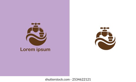 Plumbing Piping Waterworks Drainage system unique logo design illustration