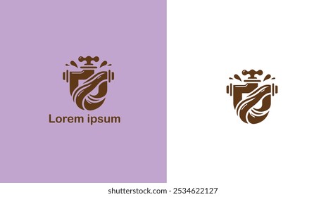 Plumbing Piping Waterworks Drainage system unique logo design illustration