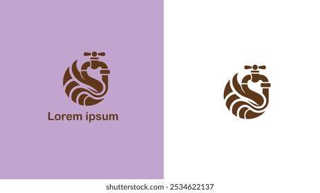 Plumbing Piping Waterworks Drainage system unique logo design illustration
