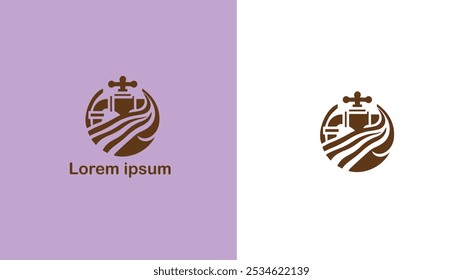 Plumbing Piping Waterworks Drainage system unique logo design illustration