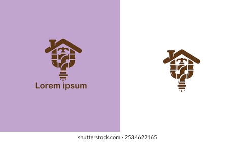 Plumbing Piping Waterworks Drainage system unique logo design illustration