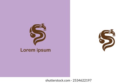 Plumbing Piping Waterworks Drainage system unique logo design illustration