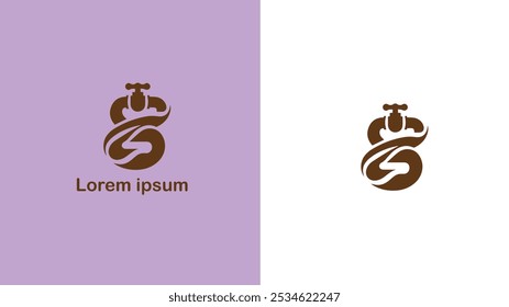Plumbing Piping Waterworks Drainage system unique logo design illustration