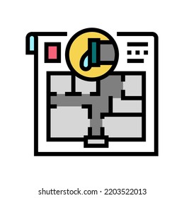 plumbing plan interior design color icon vector. plumbing plan interior design sign. isolated symbol illustration
