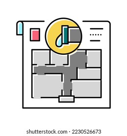 plumbing plan interior design color icon vector. plumbing plan interior design sign. isolated symbol illustration