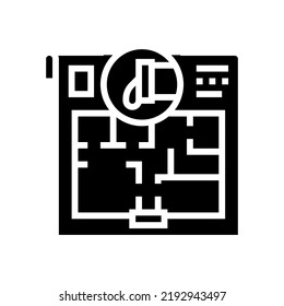 plumbing plan interior design glyph icon vector. plumbing plan interior design sign. isolated symbol illustration