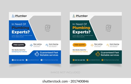 Plumbing or plumber social media post service banner template Free