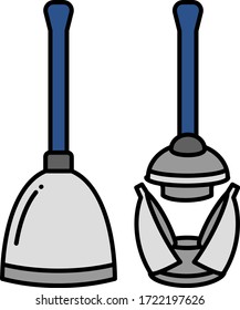 Plumbing Plunger Equipment vector color  Icon design. Open and Close Form of Plunger Concept. Toilet Cleaner Tool on white background