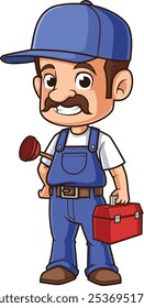 Plumbing professional grinning vector illustration