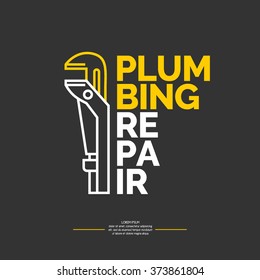 Plumbing Repair Banner. Vector Stylish Poster And Illustration.