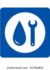 plumbing repair icon with wrench and water droplet