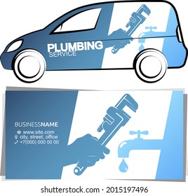 Plumbing repair and service business card and symbol design for auto