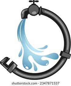 Plumbing repair and service sign. Water faucet with water splash and wrench