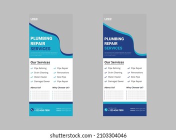 diseño de plantillas de banner de plumbing roll up, diseño de banner de servicio de fontanería, cubierta, banner de enrollado, afiche, listo para imprimir