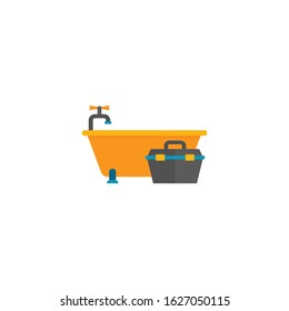Plumbing, sanitary engineering, hygiene vector icon. Sink, toilet, piping, bathroom