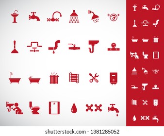 Plumbing And Sanitary Vector Icon Set