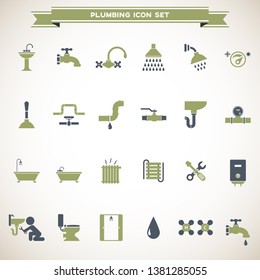 Plumbing And Sanitary Vector Icon Set