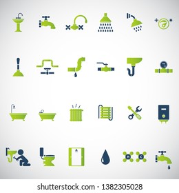 Plumbing And Sanitary Vector Icon Set