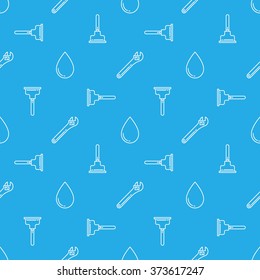 Plumbing seamless pattern - vector minimal blue plumbing texture or sanitary engineering background 