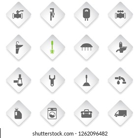plumbing service flat rhombus web icons for user interface design