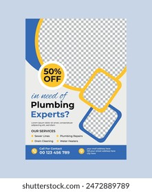 Plumbing service flyer design template