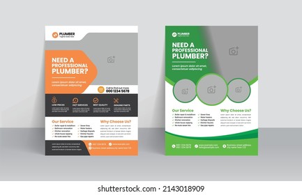 Plumbing Service Flyer Template. Professional plumbing service flyer poster leaflet template