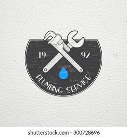 Plumbing service. Home repairs. Repair and maintenance of buildings. Monochrome typographic labels, stickers, logos and badges. Flat vector illustration