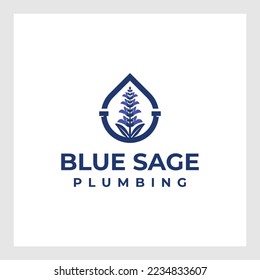  Plumbing service logo in blue, plumbing symbol. Vector illustration.