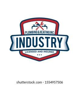 Plumbing service logo design - modern logo - plumbing industrial home service with wrench element