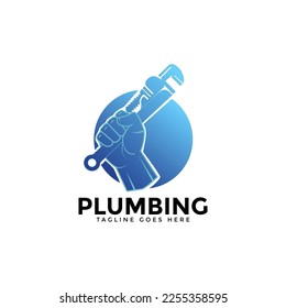 Plumbing service logo design - modern logo - plumbing industry home service with wrench element