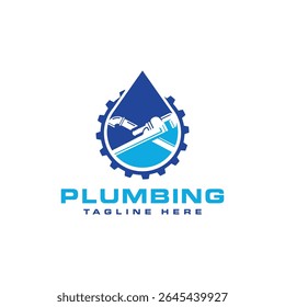 plumbing service logo design modern minimal water drop plumbing tools