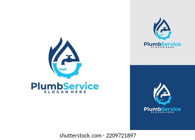 plumbing service logo design vector template