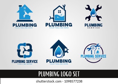 Plumbing Service Logo Designs Set
