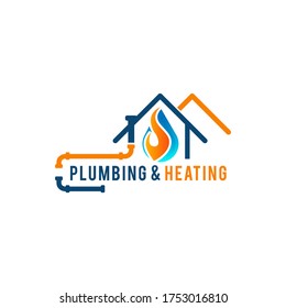 Plumbing service logo with house and water drop