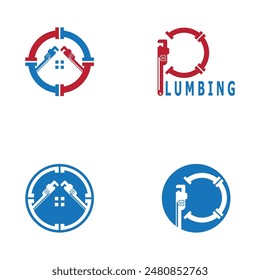 Plantilla de diseño de Ilustración vectorial de logotipo de servicio de fontanería. Icono de servicio de fontanería logotipo de Vector creativo ilustración