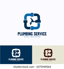 Plumbing Service Logo Template Design. Creative Vector Emblem, for Icon or Design Concept.