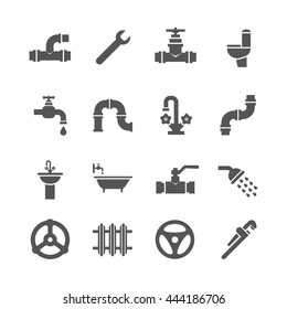 Plumbing service objects, tools, bathroom, sanitary engineering vector icons. Plumbing for bathroom, set of icon plumbing pipe illustration