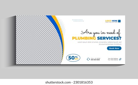 Plumbing service social media cover and web banner template