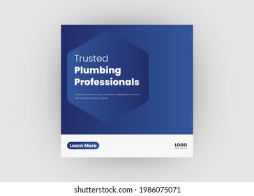 Plumbing service social media post design. Professional plumbing service
flyer poster leaflet template.