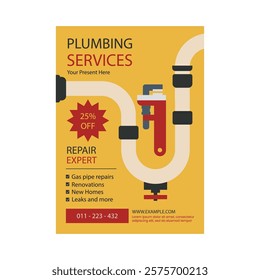Plumbing service social media post template, Web banner template