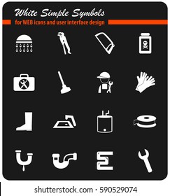 plumbing service vector icons for user interface design