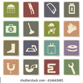 plumbing service vector icons for user interface design