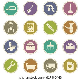 plumbing service vector icons for user interface design