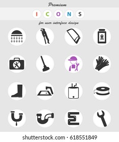 plumbing service vector icons for user interface design