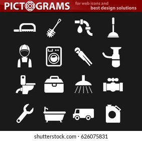 plumbing service vector icons for user interface design
