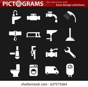 plumbing service vector icons for user interface design