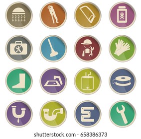 plumbing service vector icons for user interface design